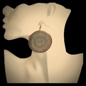 Large Cross Product Bohemian Carved Coin Earrings